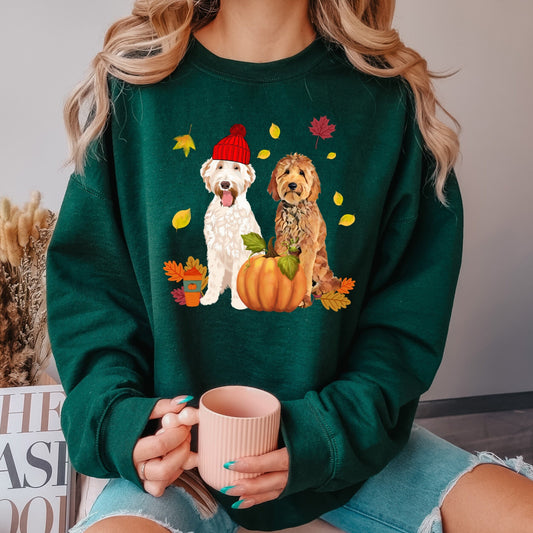 Pumpkin Goldendoodle Fall Sweatshirt, Crewneck Sweatshirt, Golden Doodle Halloween Shirt, Life is Golden, Labradoodle, Dog Mom Sweatshirt