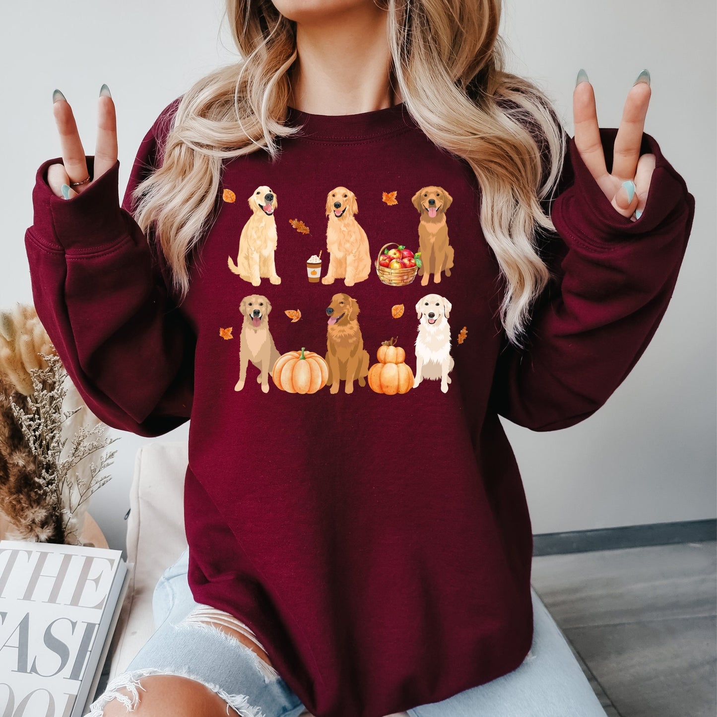 Fall Golden retriever sweatshirt, autumn retriever gifts, golden retriever dad, halloween pumpkin shirt, dog mom sweater, pumpkin crewneck