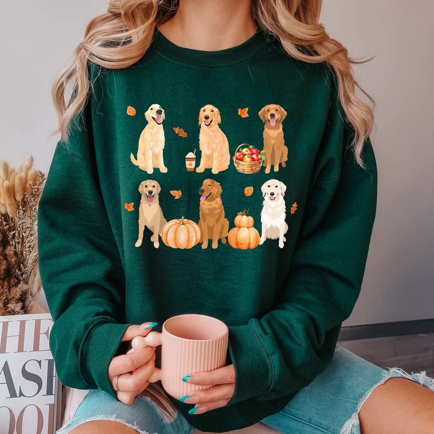 Fall Golden retriever sweatshirt, autumn retriever gifts, golden retriever dad, halloween pumpkin shirt, dog mom sweater, pumpkin crewneck