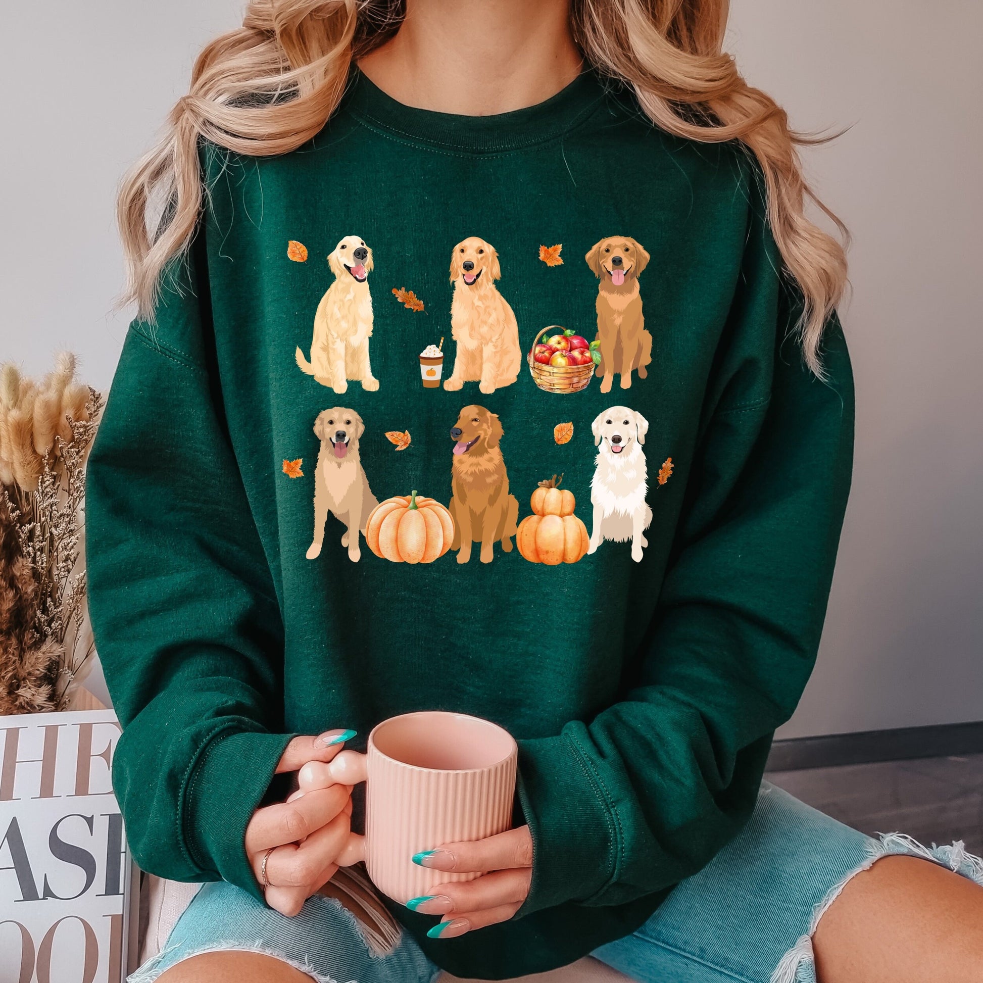 Fall Golden retriever sweatshirt, autumn retriever gifts, golden retriever dad, halloween pumpkin shirt, dog mom sweater, pumpkin crewneck