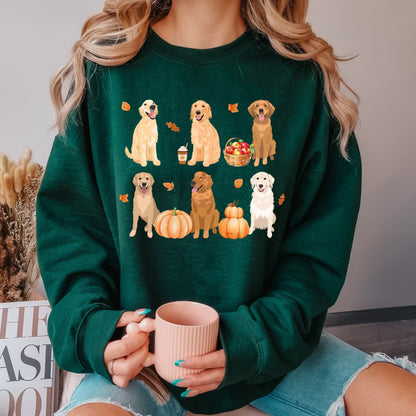 Fall Golden retriever sweatshirt, autumn retriever gifts, golden retriever dad, halloween pumpkin shirt, dog mom sweater, pumpkin crewneck