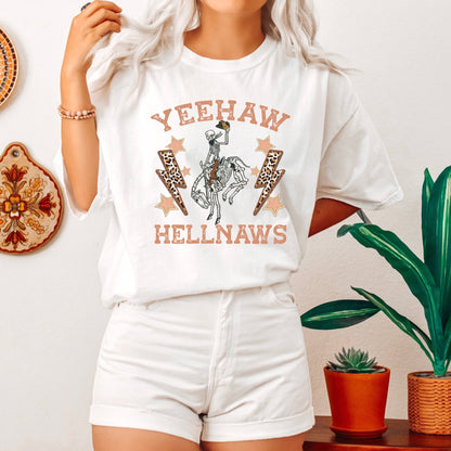 Yeehaw hellnaw tee, cowgirls tee, comfort vintage inspired colors t-shirt, Nashville tee, tennessee tee, cowgirl gifts, gift western shirt