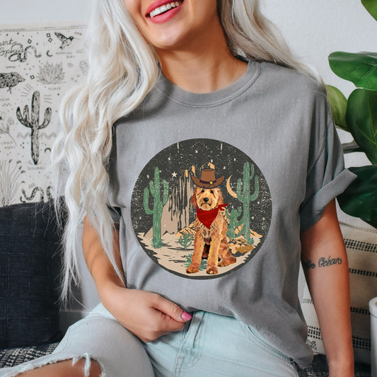 Western cowboy Goldendoodle t-shirt, comfort colors t-shirt, retro texas shirt, labradoodle tee, retro bernedoodle shirt, oversized tee