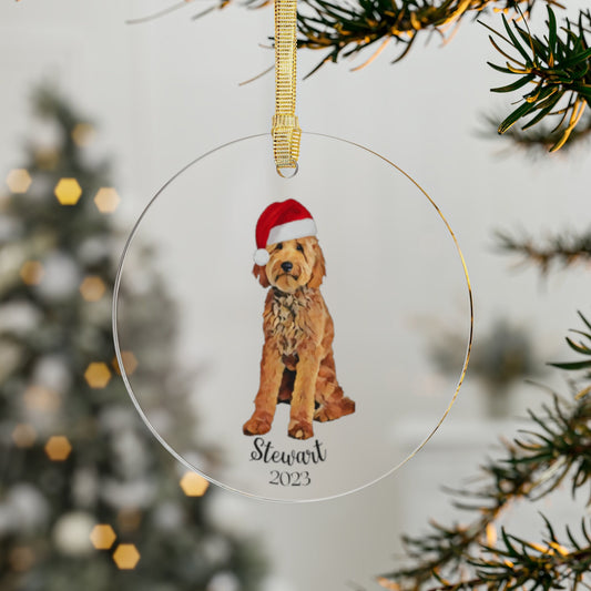 Personalized Christmas Goldendoodle ornament, doodle gifts, dog mom ornament, doodle dad, Labradoodle, dogs first Christmas tree ornament