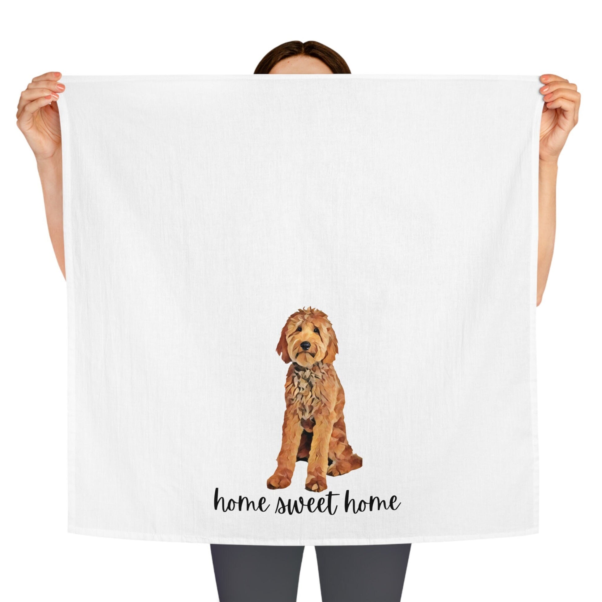 Goldendoodle flour sack kitchen tea towel, golden doodle tea towel, farmhouse hand towel, golden doodle dish towel, 100% cotton, doodle gift