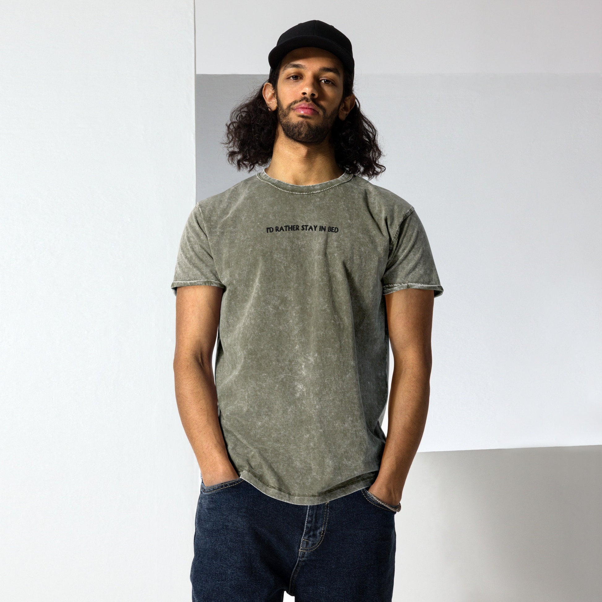 Embroidered I&#39;d rather stay in bed shirt