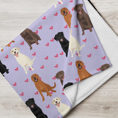 Valentines day heart Labrador blanket