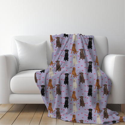 Heart Labrador blanket, labrador gift, lab dog blanket, valentines day gift, dog mom birthday gift, red fox labrador, black lab, yellow lab