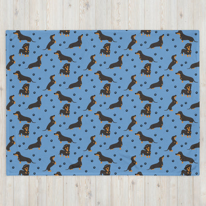 Paw Dachshund blanket, dachshund gifts, dog mom throw, wiener birthday gift, dog valentines day gift, sausage dog blanket, dog owner blanket