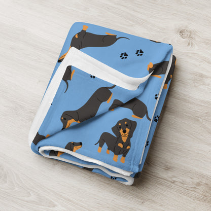 Paw Dachshund blanket, dachshund gifts, dog mom throw, wiener birthday gift, dog valentines day gift, sausage dog blanket, dog owner blanket