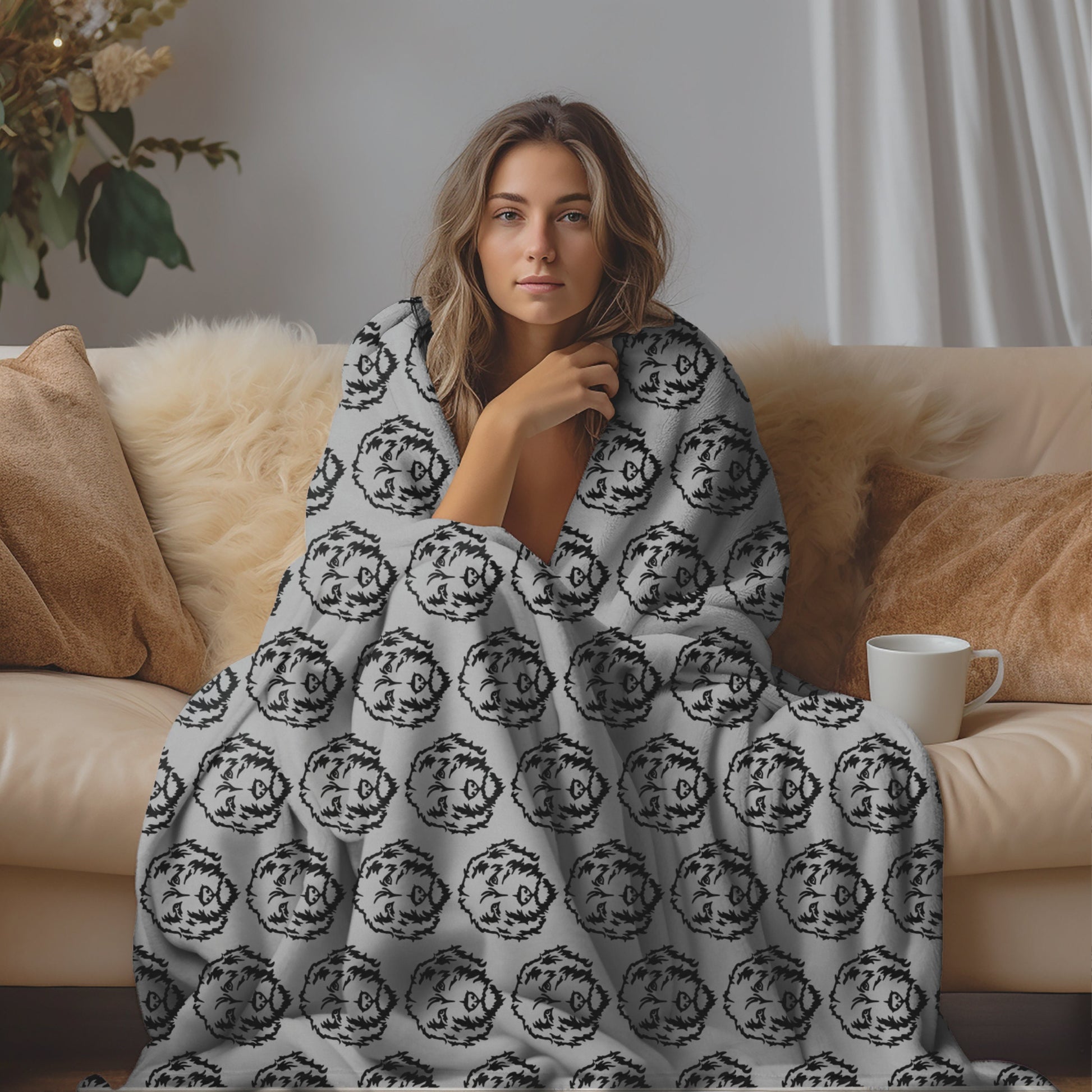 Golden doodle throw blanket, goldendoodle blanket, doodle mom gift, sand sweatshirt, doodle dad gift, doodle lover gift, black doodle head