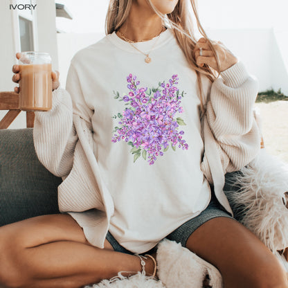 Cottagecore Lilac Shirt, wildflower tshirt, cutecore nature lover outfit, easter gift, niece birthday gift, lavender boho shirt