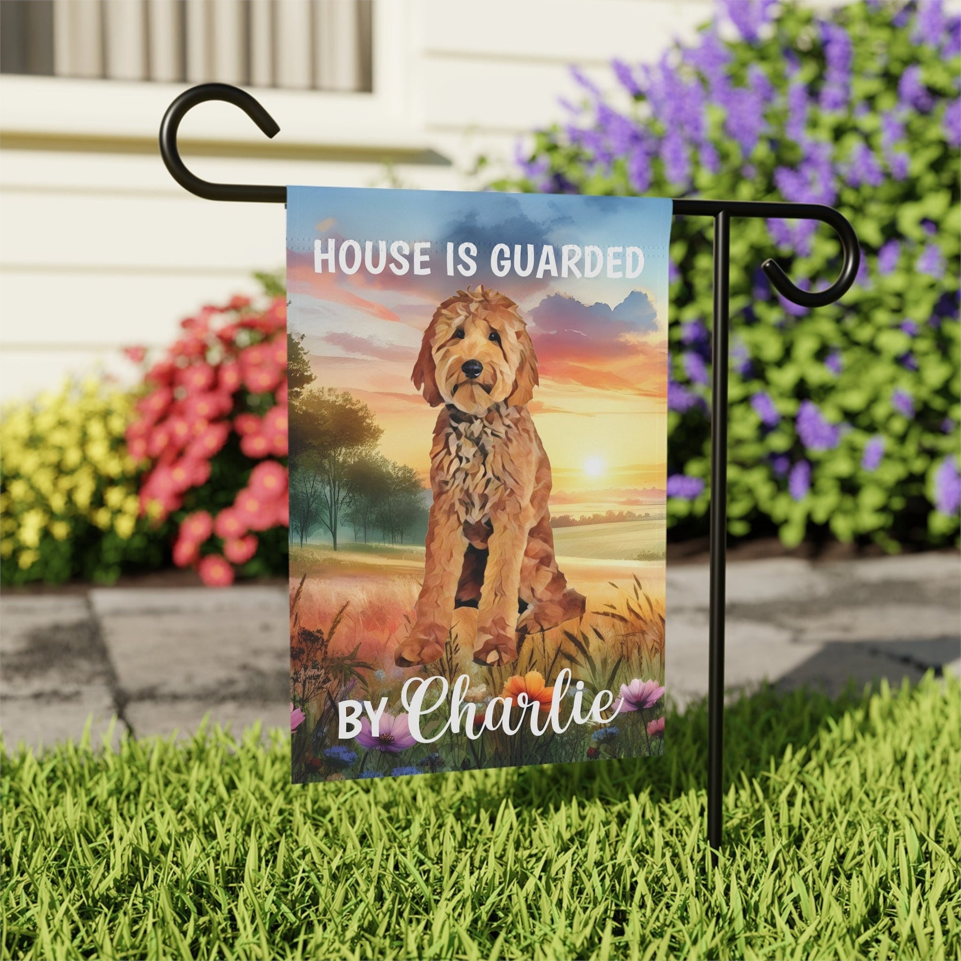 Personalized Goldendoodle garden flag, golden doodle house banner, golden doodle gifts, apricot doodle mom dad gift, Labradoodle garden flag