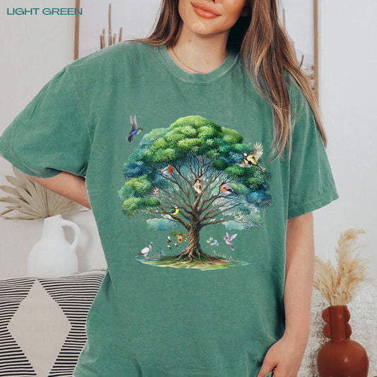 Cottagecore bird t-shirt, tree bird shirt, comfort colors shirt, nature lover, sparrow shirt, bird lover, birdwatcher gift, mothers day gift