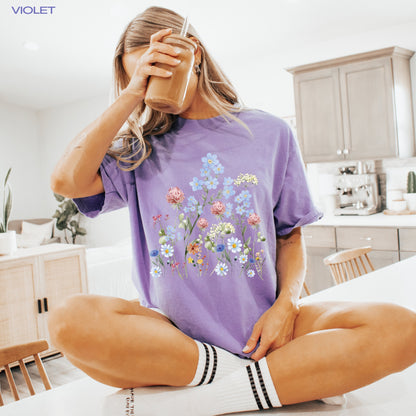 Cottagecore wildflower shirt, comfort colors t-shirt, cottagecore aestheti tee, mothers day gift, niece birthday gift, boho, botanical shirt