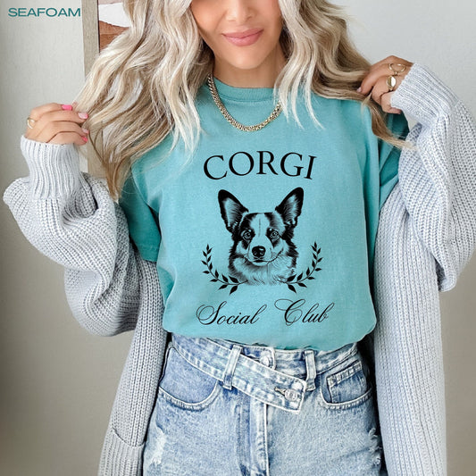 Corgi social club t-shirt, comfort colors shirt, corgi gifts, pembroke welsh corgi, dog mom gift, girlfriend birthday gift, mothers day gift