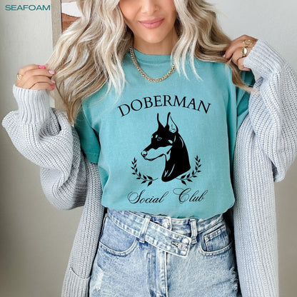 Doberman social club t-shirt, comfort colors shirt, doberman gifts, red doberman mom birthday gift, mothers day gift, brown doberman gift
