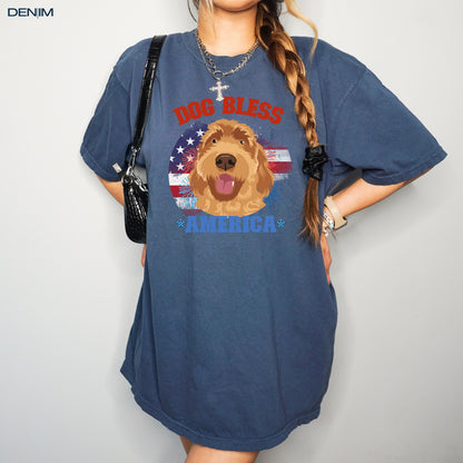 Dog Bless America Golden doodle shirt, american gifts, comfort colors t-shirt, doodle gifts, mothers day gift, sister birthday gift