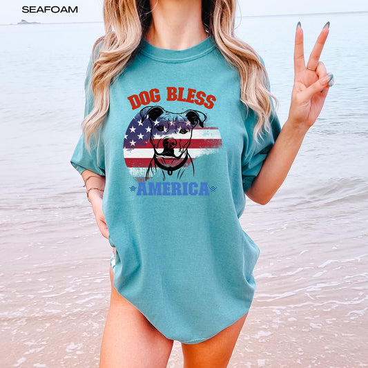 Dog Bless America Pitbull shirt, American shirt, 4th of July shirt, pitbull gifts, pitty mom shirt, sister birthday gift, mothers day gift