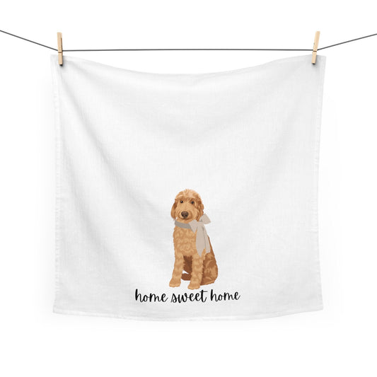 Goldendoodle flour sack kitchen tea towel, golden doodle tea towel, farmhouse hand towel, golden doodle dish towel, 100% cotton, doodle gift