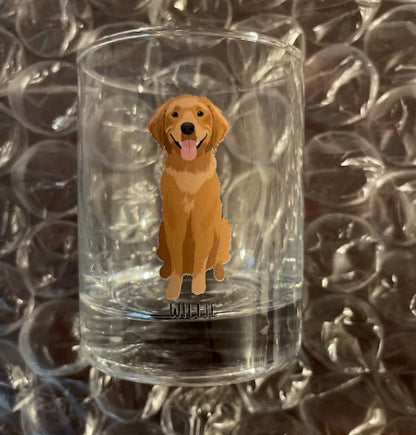 Personalized Golden retriever dad gift, whiskey glass, bachelor gift, dog dad gift, golden retriever gift, golden mom gift, dog husband gift