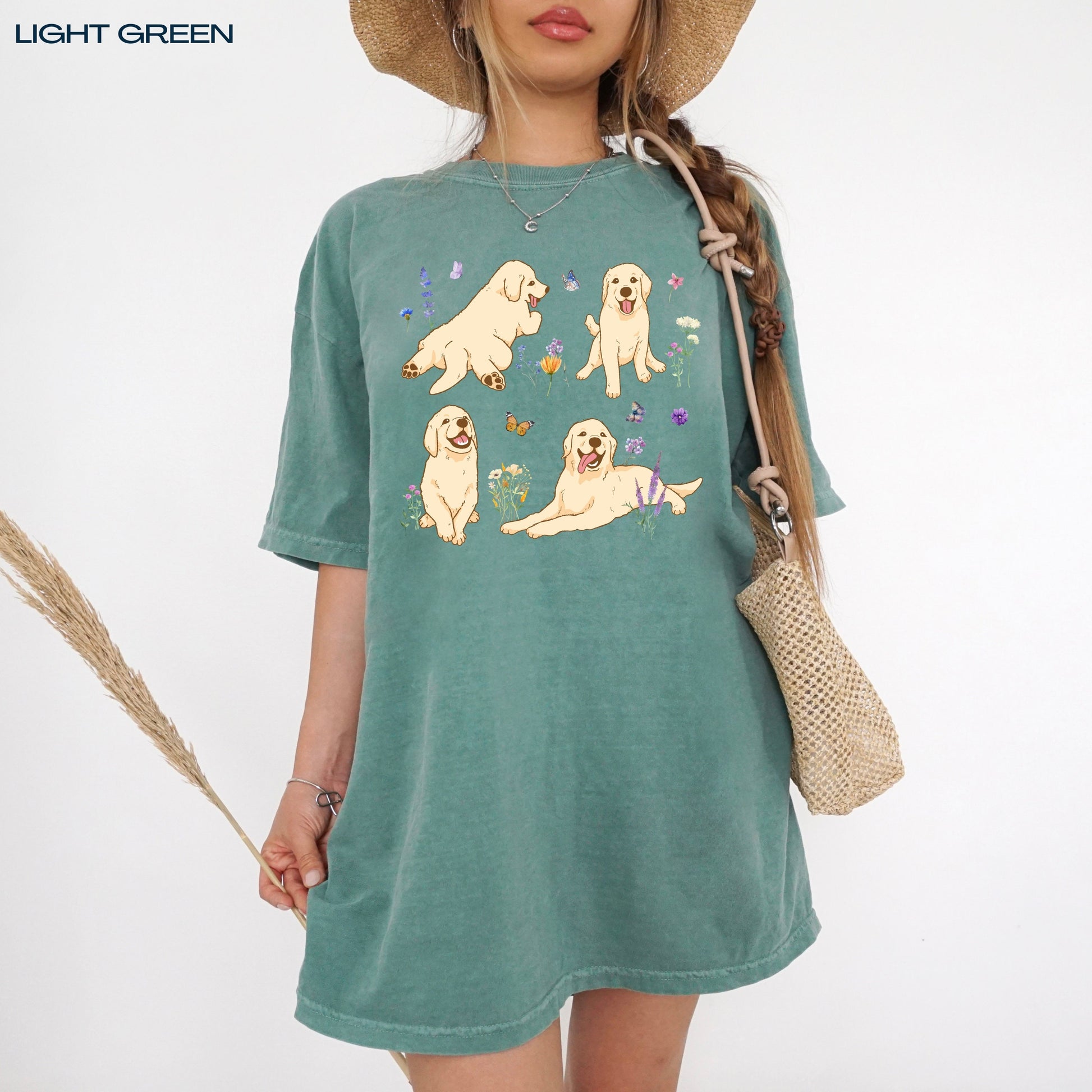 Cottagecore golden retriever puppy shirt, comfort colors t-shirt, golden mom birthday gifts, retriever gifts, mothers day gift, goldie shirt