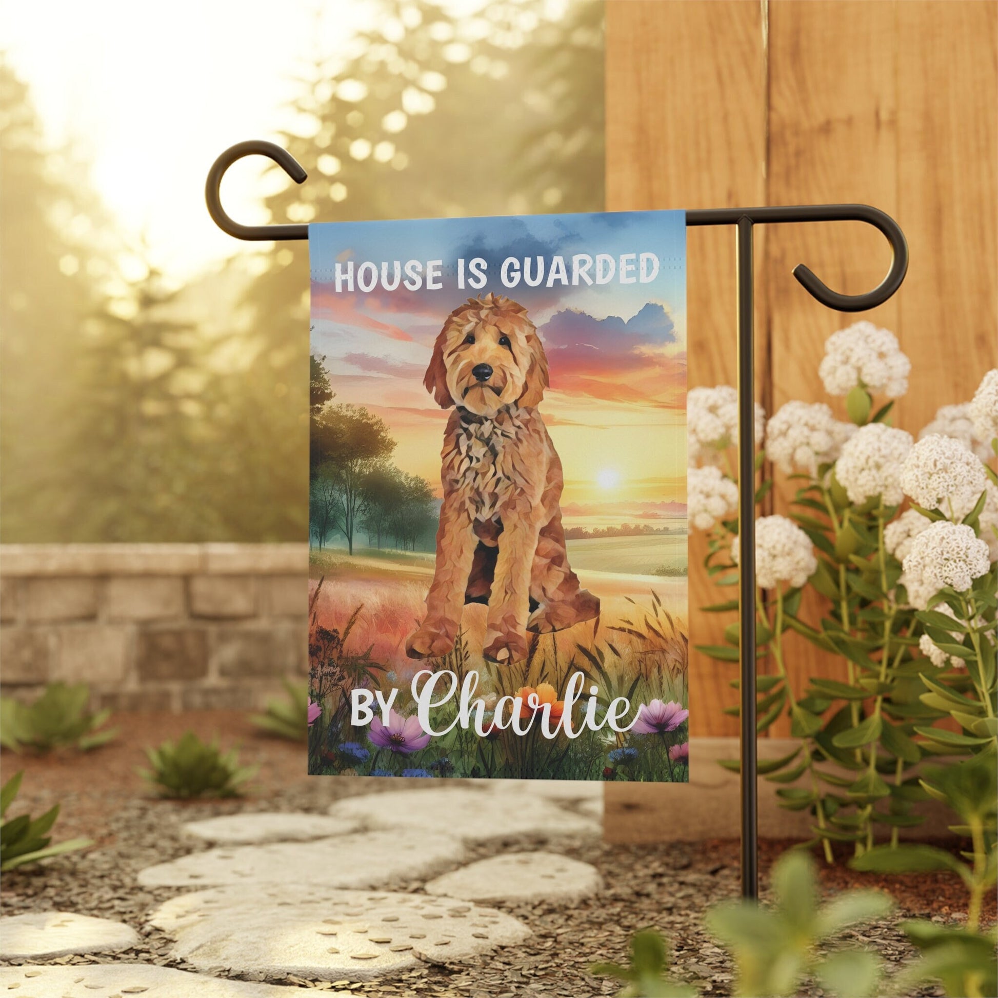 Personalized Goldendoodle garden flag, golden doodle house banner, golden doodle gifts, apricot doodle mom dad gift, Labradoodle garden flag