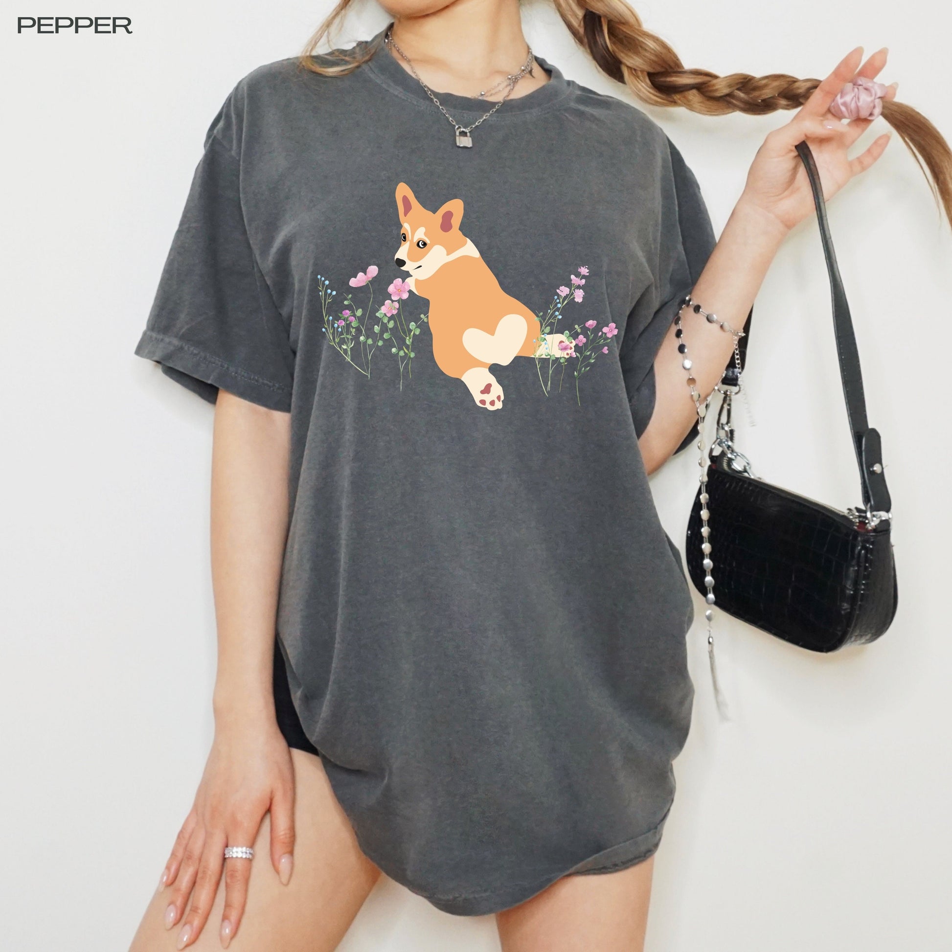 Wildflower Corgi shirt, cottagecore aesthetic tee, comfort colors, corgi gifts, pembroke welsh corgi, sister birthday gift, mothers day gift