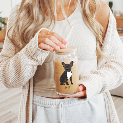 French Bulldog glass, iced coffee cup, daughter birthday gift, frenchie mug, frenchie tumbler, frenchie gift, dog mom mug, mothers day gifts