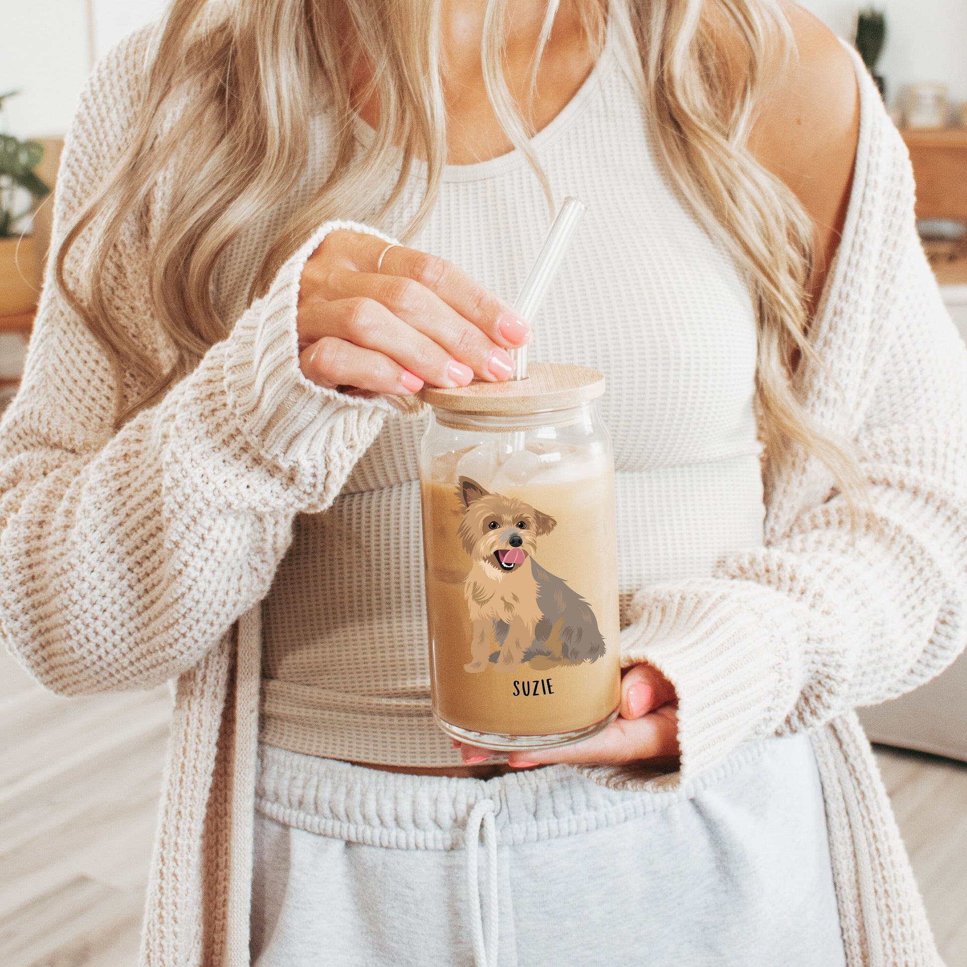 Yorkie glass, iced coffee glass, yorkie gifts, yorkie mom gift, Yorkshire terrier gifts, yorkie tumbler, mothers day gift, daughter birthday