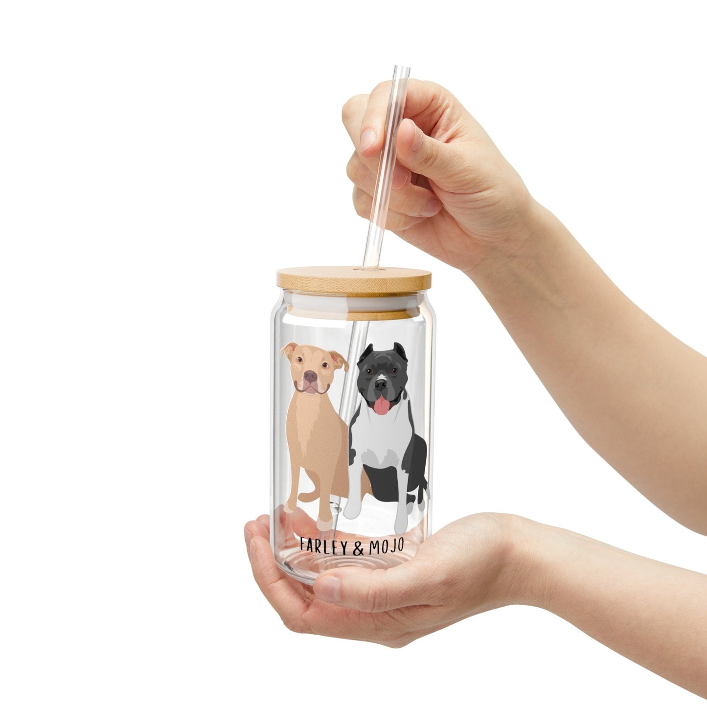 Pitbull coffee glass with lid and straw, pitbull gifts, pitty mom gift, mothers day gift, daughter birthday gift, rescue dog tumbler