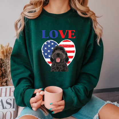 American 4th of July Golden doodle Sweatshirt, USA flag, bernedoodle mom birthday gift, doodle gifts, mothers day gift, independence day