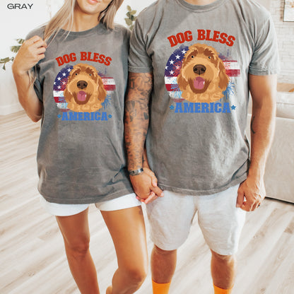 Dog Bless America Golden doodle shirt, american gifts, comfort colors t-shirt, doodle gifts, mothers day gift, sister birthday gift