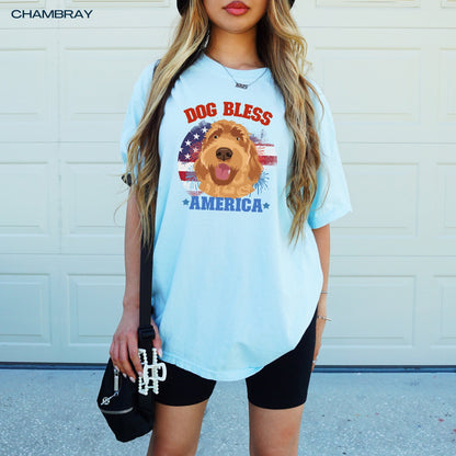 Dog Bless America Golden doodle shirt, american gifts, comfort colors t-shirt, doodle gifts, mothers day gift, sister birthday gift