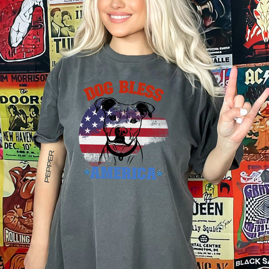 Dog Bless America Pitbull shirt, American shirt, 4th of July shirt, pitbull gifts, pitty mom shirt, sister birthday gift, mothers day gift