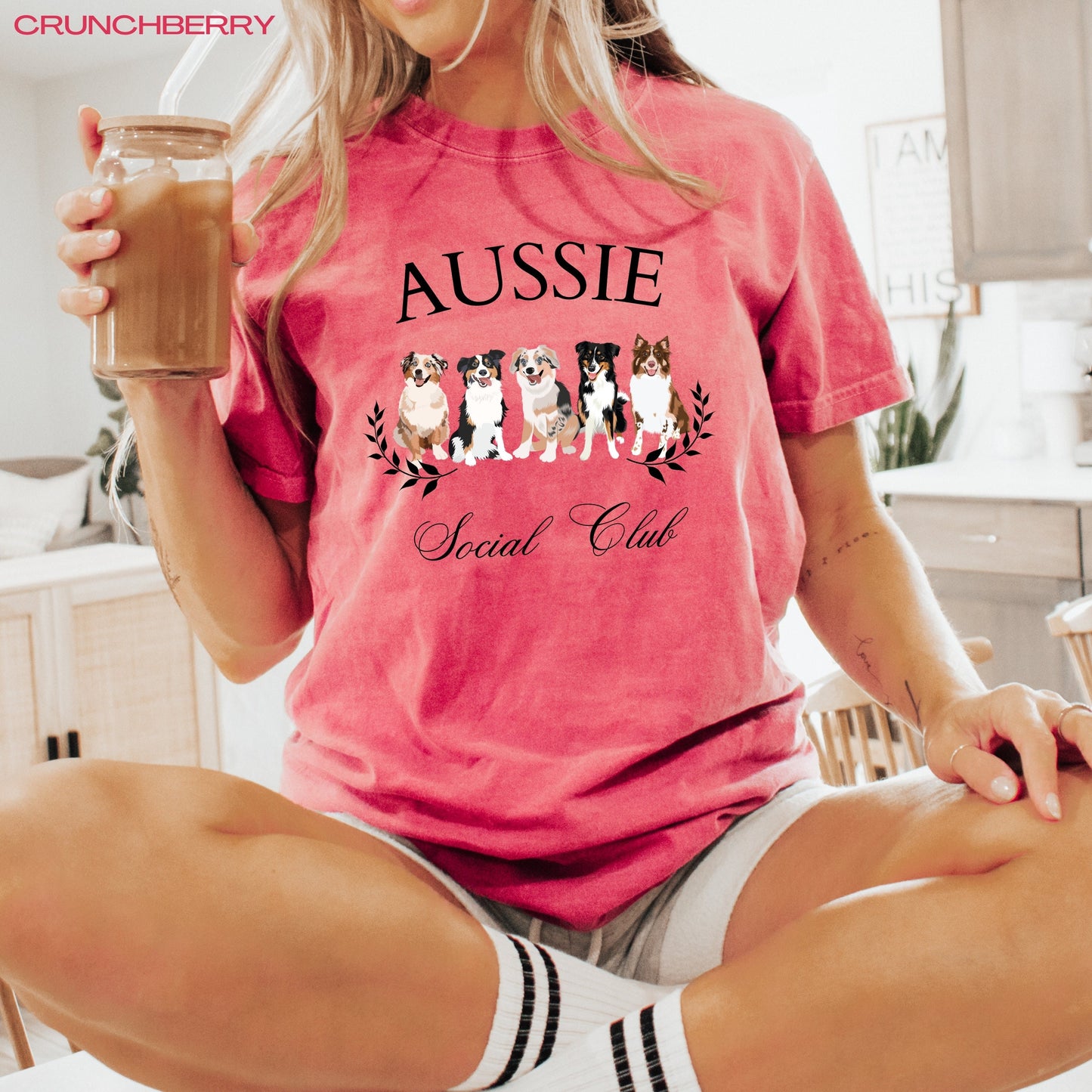 Aussie Social Club T-shirt, comfort colors shirt, australian shepherd mom birthday gift, dog mothers day gift, ausshole tee, tricolor aussie