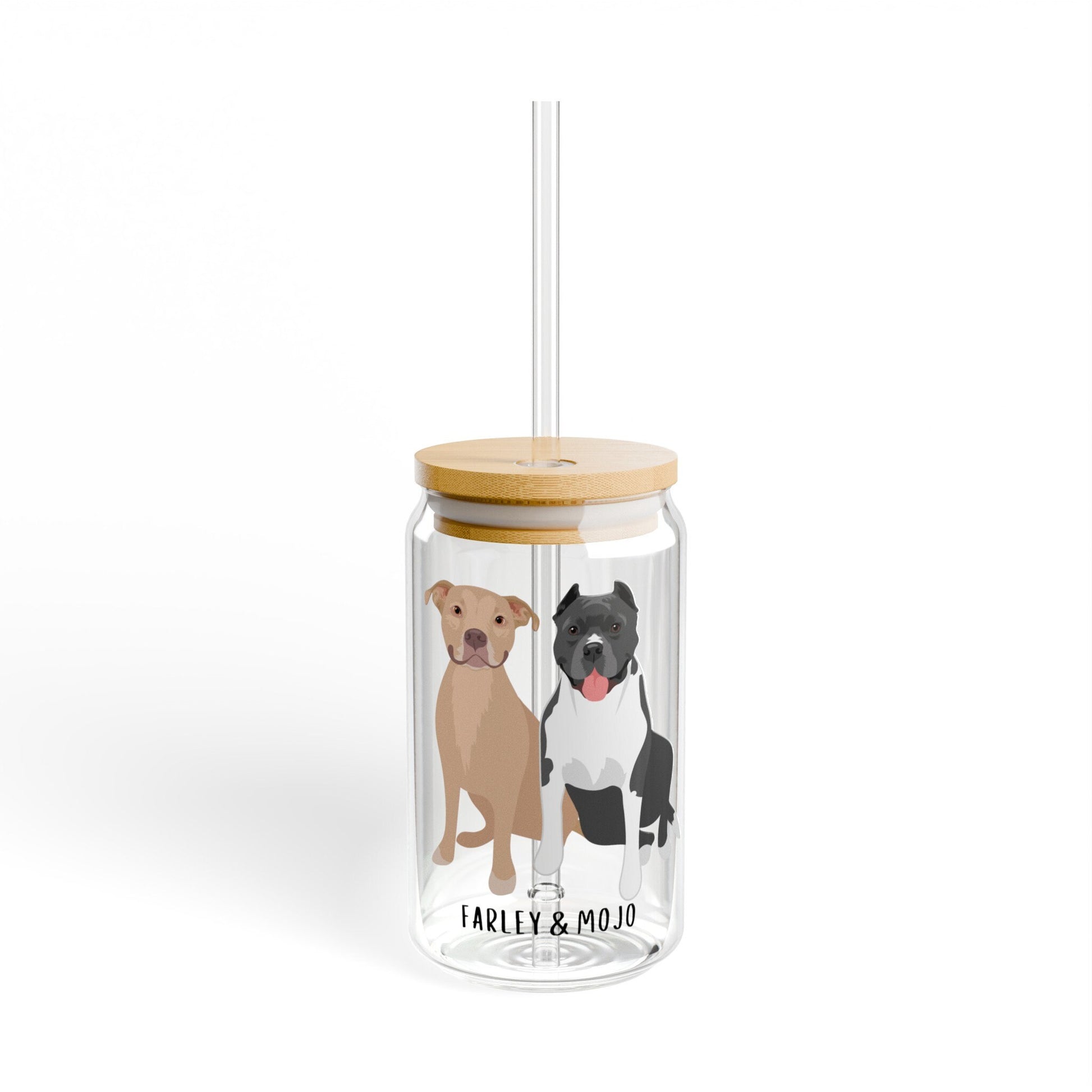 Pitbull coffee glass with lid and straw, pitbull gifts, pitty mom gift, mothers day gift, daughter birthday gift, rescue dog tumbler