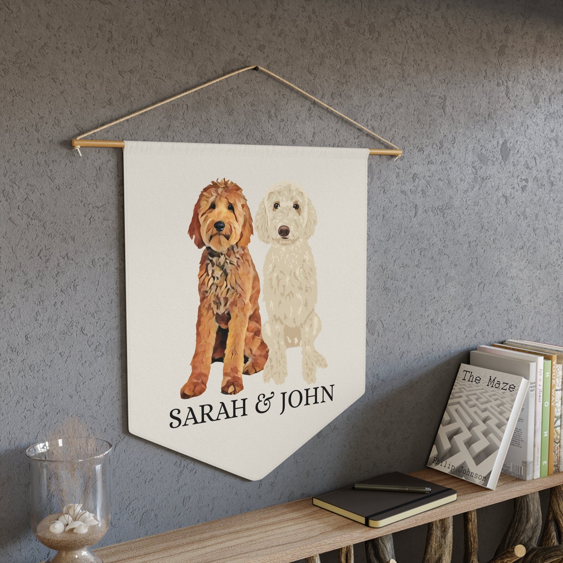 Goldendoodle pennant flag, doodle home decor, mothers day gift, doodle gifts, daughter birthday gift, housewarming gift, golden doodle flag