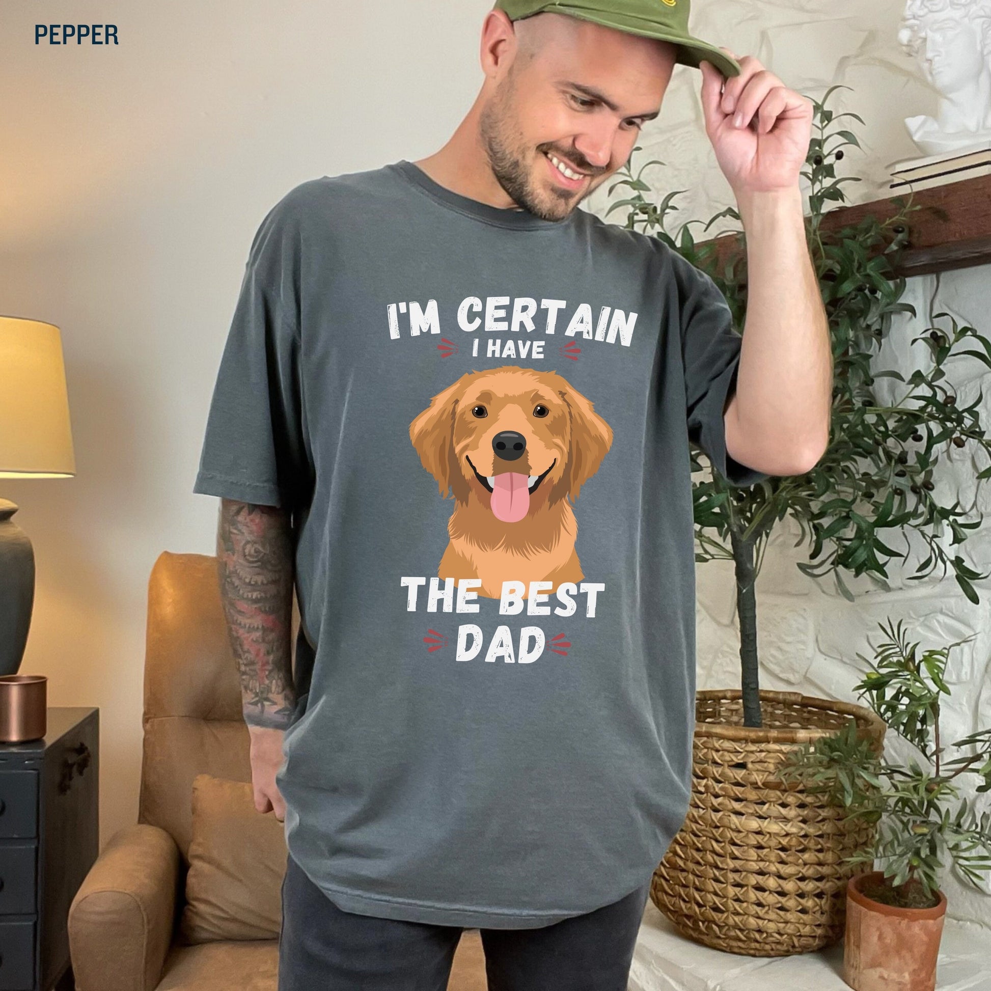 Golden retriever dad shirt, best dog dad t-shirt, comfort colors, oversized shirt, retriever gifts, husband birthday gift, anniversary gift