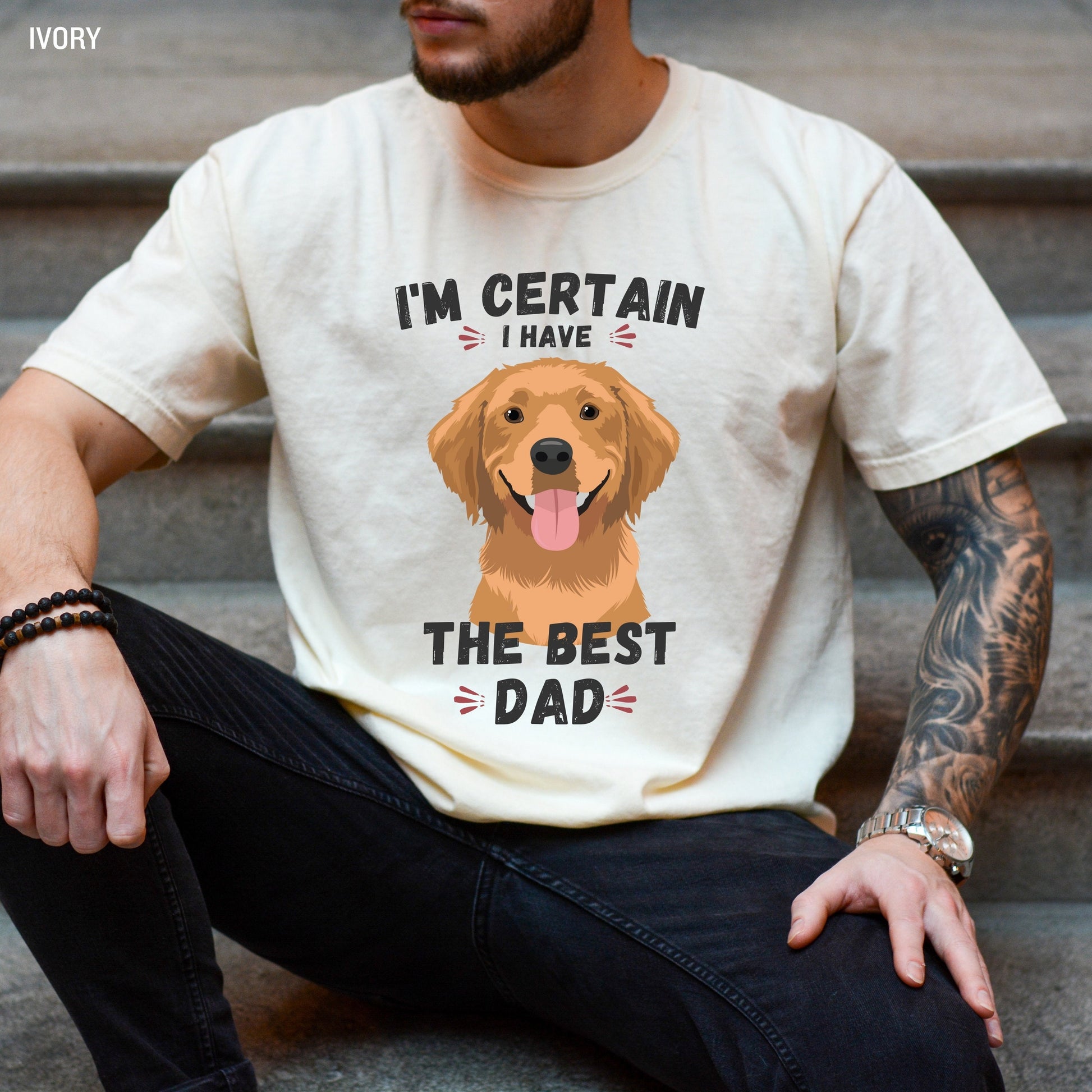 Golden retriever dad shirt, best dog dad t-shirt, comfort colors, oversized shirt, retriever gifts, husband birthday gift, anniversary gift