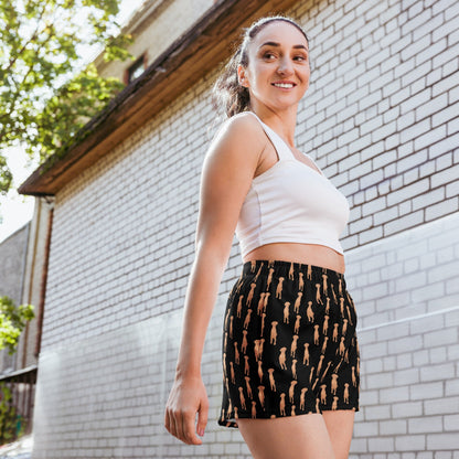 Black Vizsla shorts, womens recycled athletic shorts