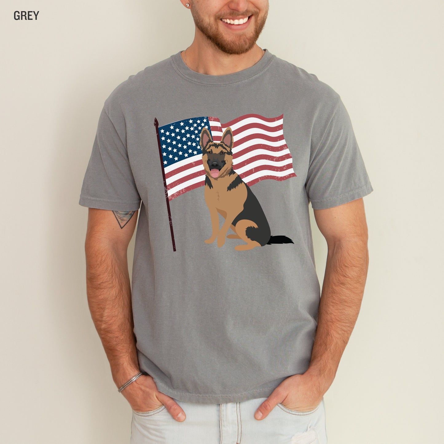 American German Shepherd shirt, 4th of july gift, comfort colors tshirt, german shepherd gifts, voting gifts, patriotic shirt, veteran shirt