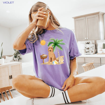 Beach golden doodle shirt, comfort colors t-shirt, doodle gifts, sister birthday gift, cottagecore, summer tee trends, best girlfriend gift