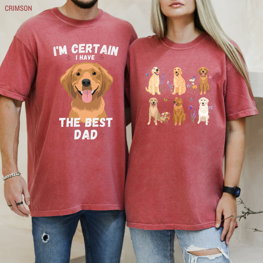 Golden retriever dad shirt, best dog dad t-shirt, comfort colors, oversized shirt, retriever gifts, husband birthday gift, anniversary gift