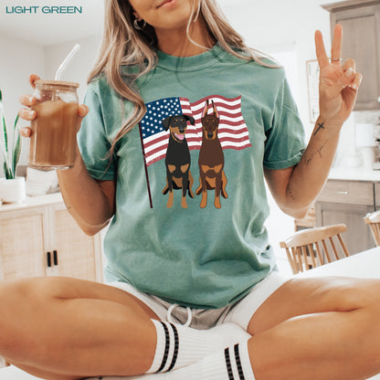 American Doberman t-shirt, comfort colors tee, 4th of july gift, doberman gifts, voting gifts, birthday patriotic shirt, dobbie mom shirt