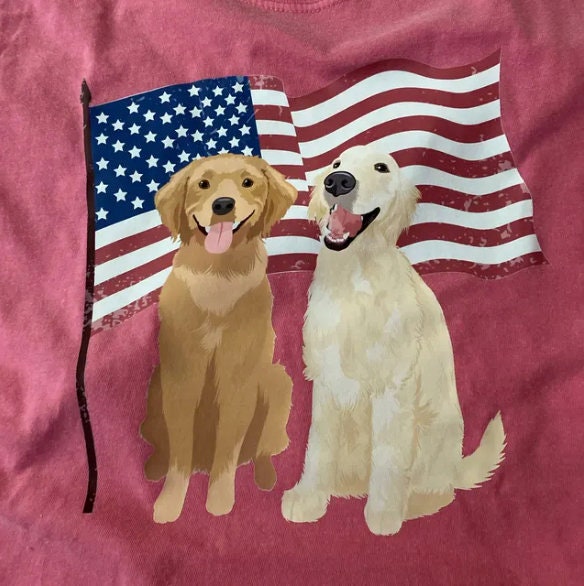 American flag Golden retriever tshirt