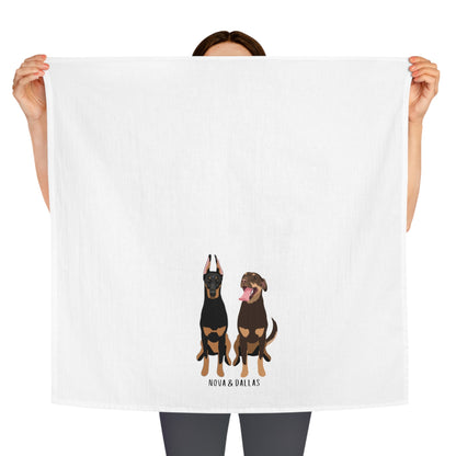 Personalized Doberman flour sack kitchen tea towel, dobbie tea towel, doberman gifts, doberman hand towel, dish towel, 100% cotton