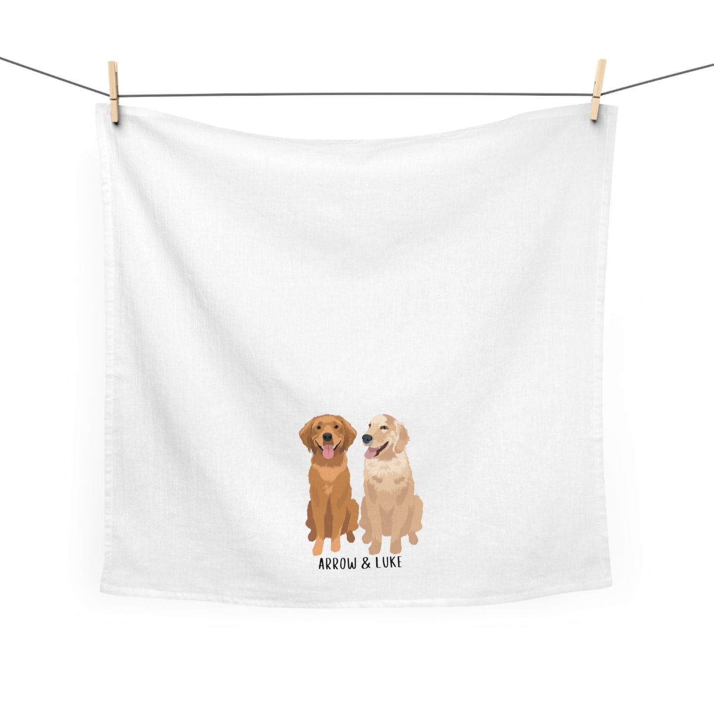 Personalized golden retriever flour sack tea towel, retriever tea towel, golden retriever gifts, kitchen hand towel, dog dish towel