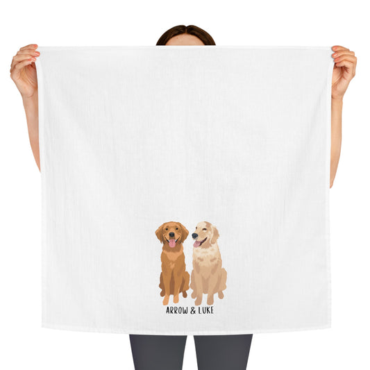 Personalized golden retriever flour sack tea towel, retriever tea towel, golden retriever gifts, kitchen hand towel, dog dish towel