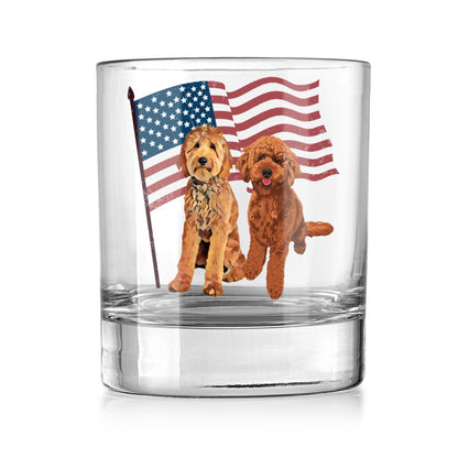 American goldendoodle whiskey glass, doodle dad gift, husband birthday gift, anniversary gift, 4th of july, doodle gifts, dog dad glass